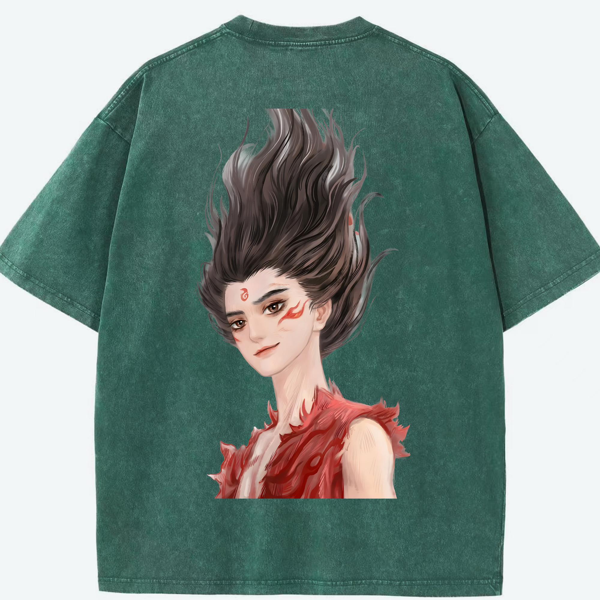 （画像用） Ne Zha 2 ナタ 魔童の大暴れ 綿100% ヴィンテージ風 半袖Tシャツ（背面プリント）